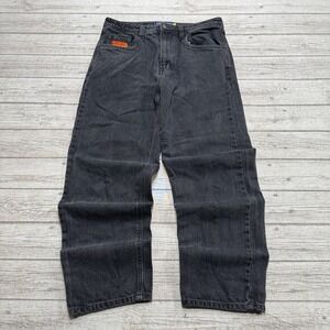 Y2K Empyre Jeans Men's 32 Black Faded Denim Wide Leg Loose Fit Skater Streetwear